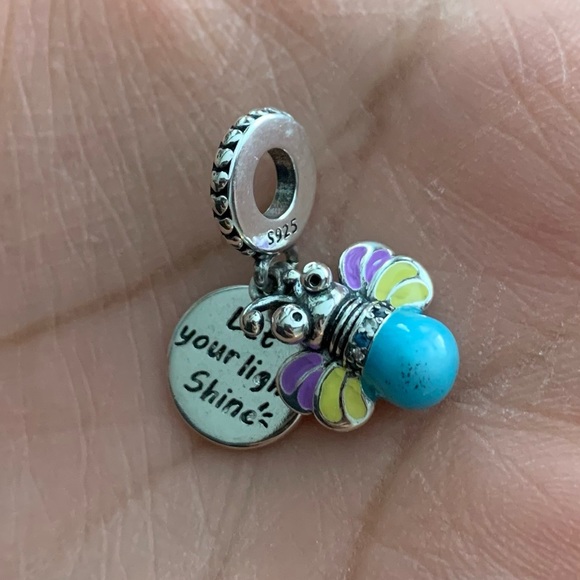 NWOT Glow in the Dark Firefly Dangle Charm 925 Sterling Silver Charm Bracelet - Picture 4 of 8